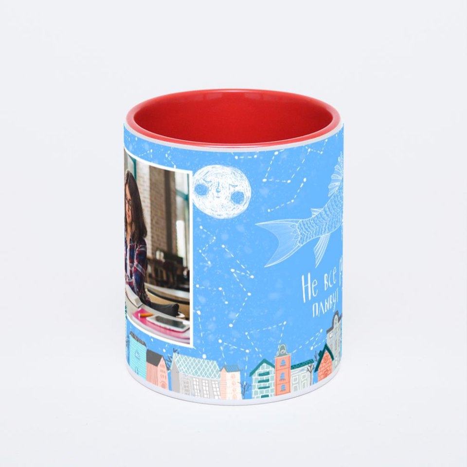 Красная кружка с фотопечатью