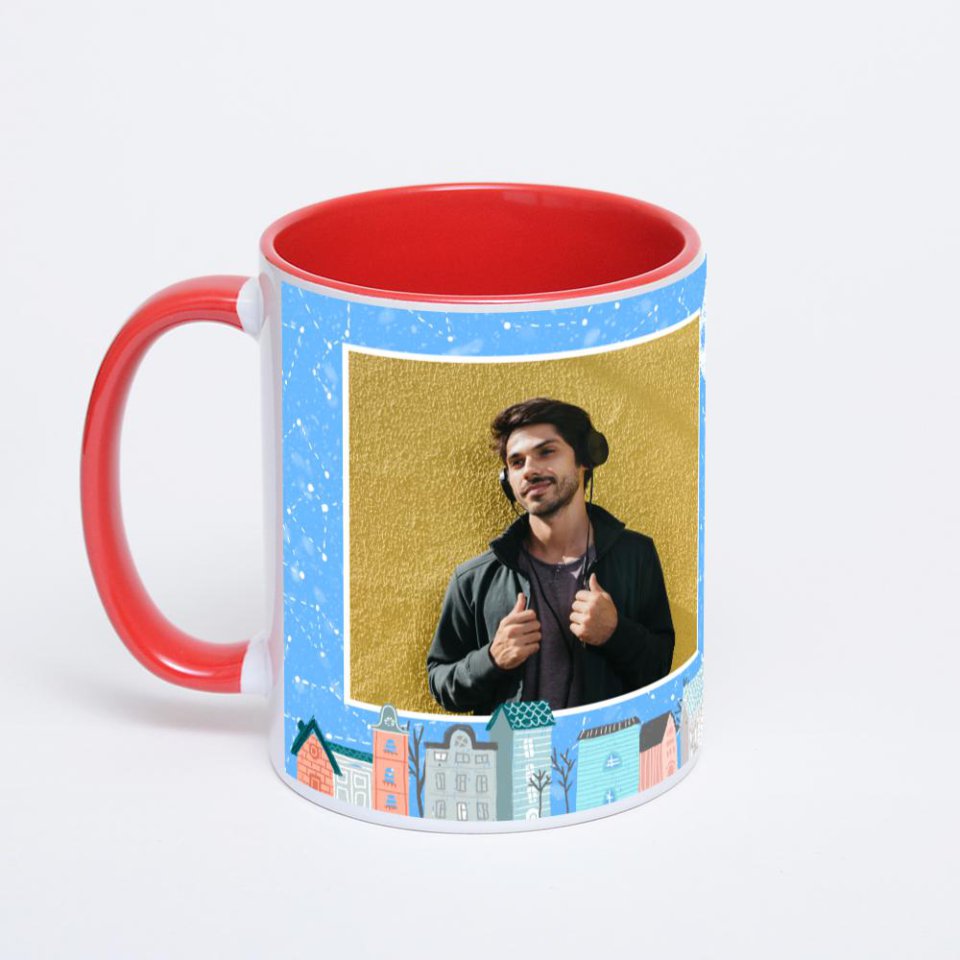 Красная кружка с фотопечатью