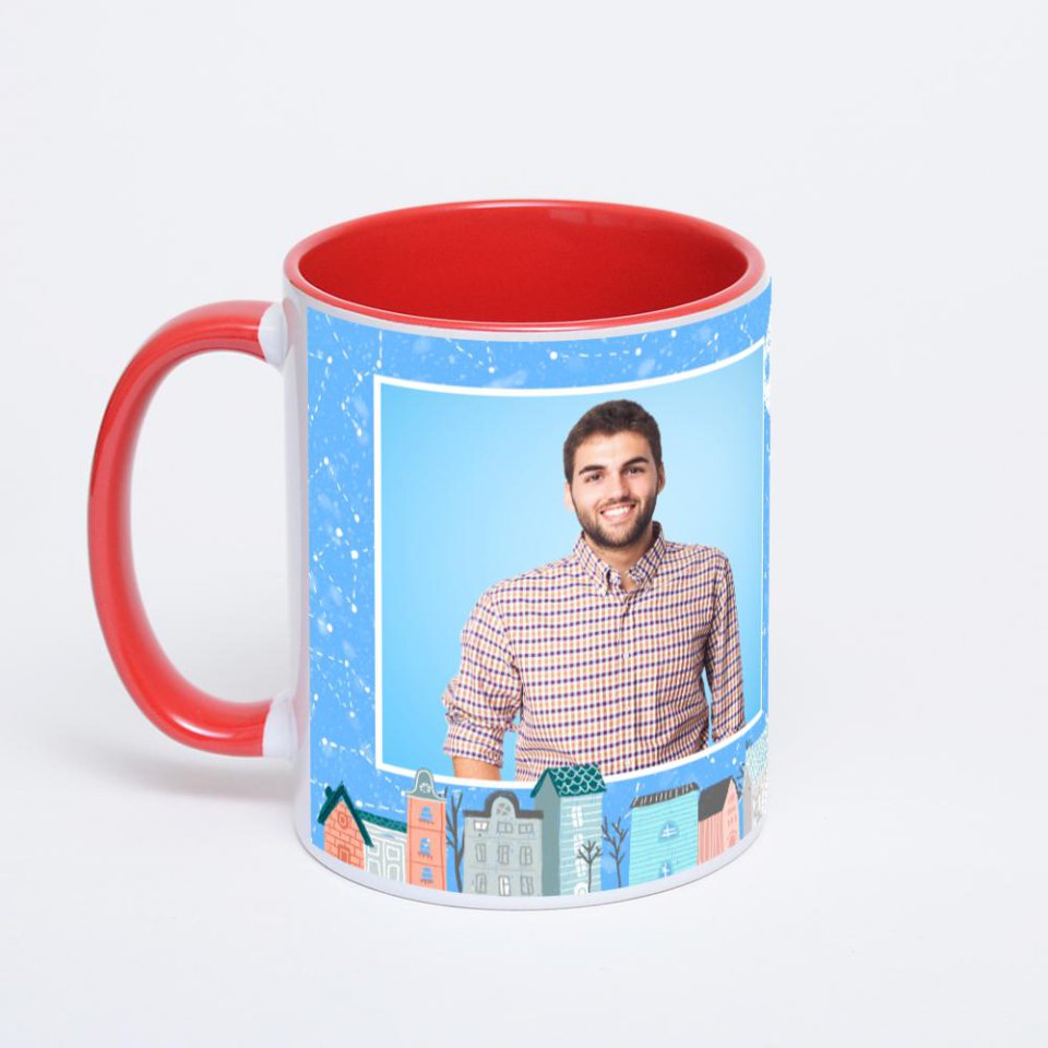 Красная кружка с фотопечатью