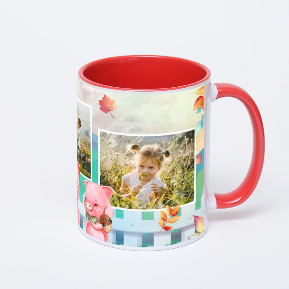 Красная кружка с фотопечатью