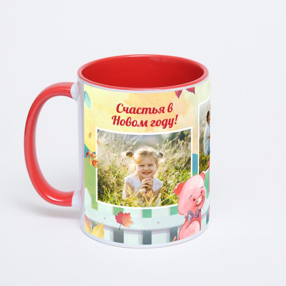 Красная кружка с фотопечатью