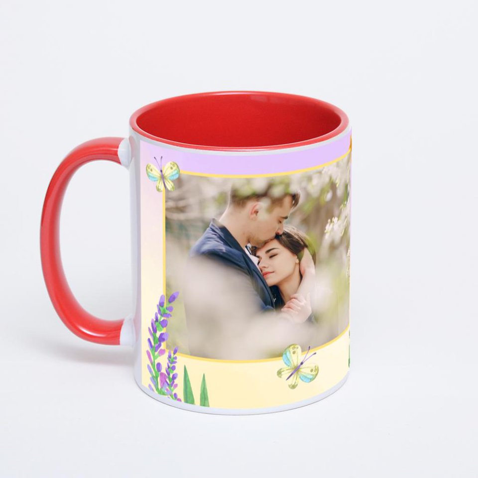 Красная кружка с фотопечатью