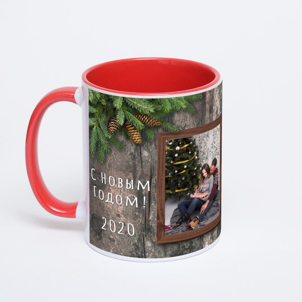 Красная кружка с фотопечатью