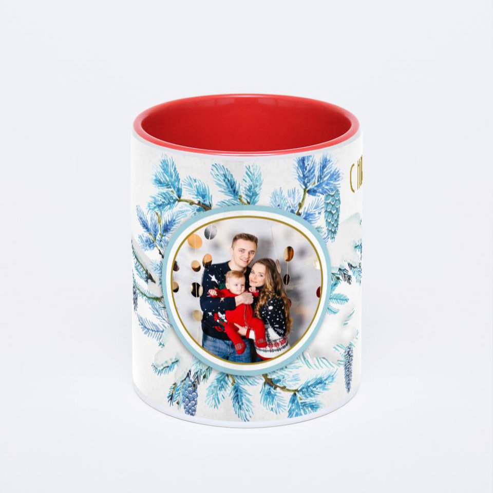 Красная кружка с фотопечатью