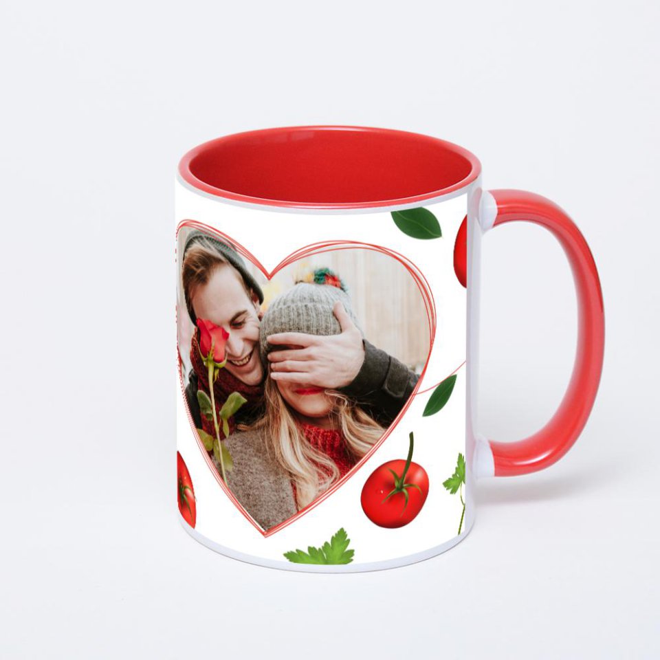 Красная кружка с фотопечатью