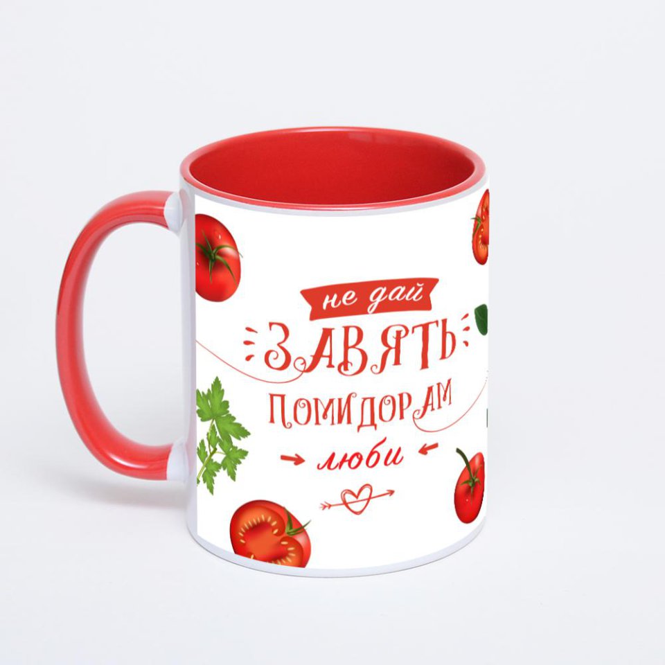 Красная кружка с фотопечатью