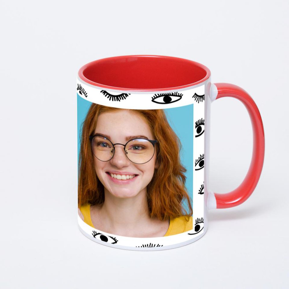 Красная кружка с фотопечатью
