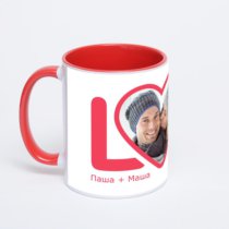 Красная кружка с фотопечатью