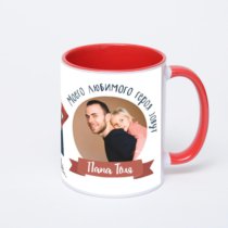 Красная кружка с фотопечатью