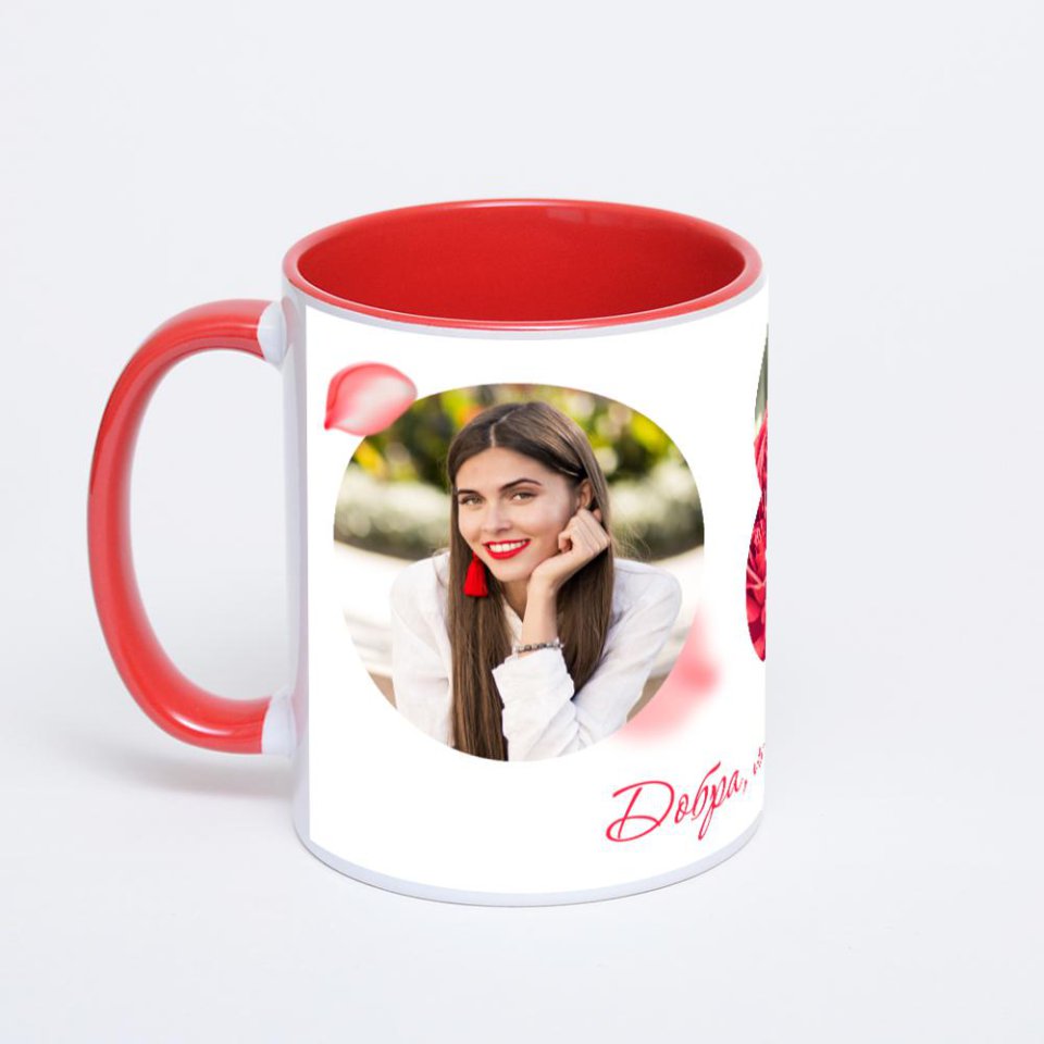 Красная кружка с фотопечатью