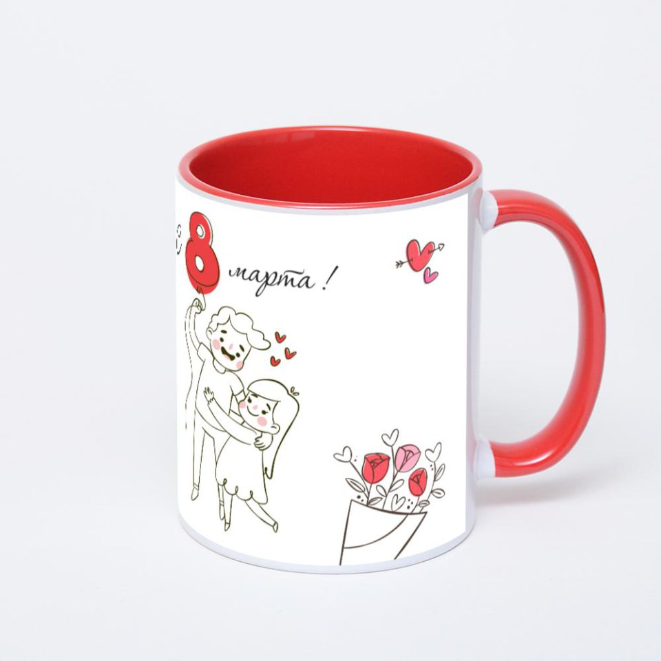 Красная кружка с фотопечатью