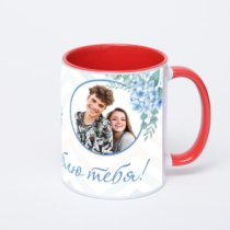 Красная кружка с фотопечатью