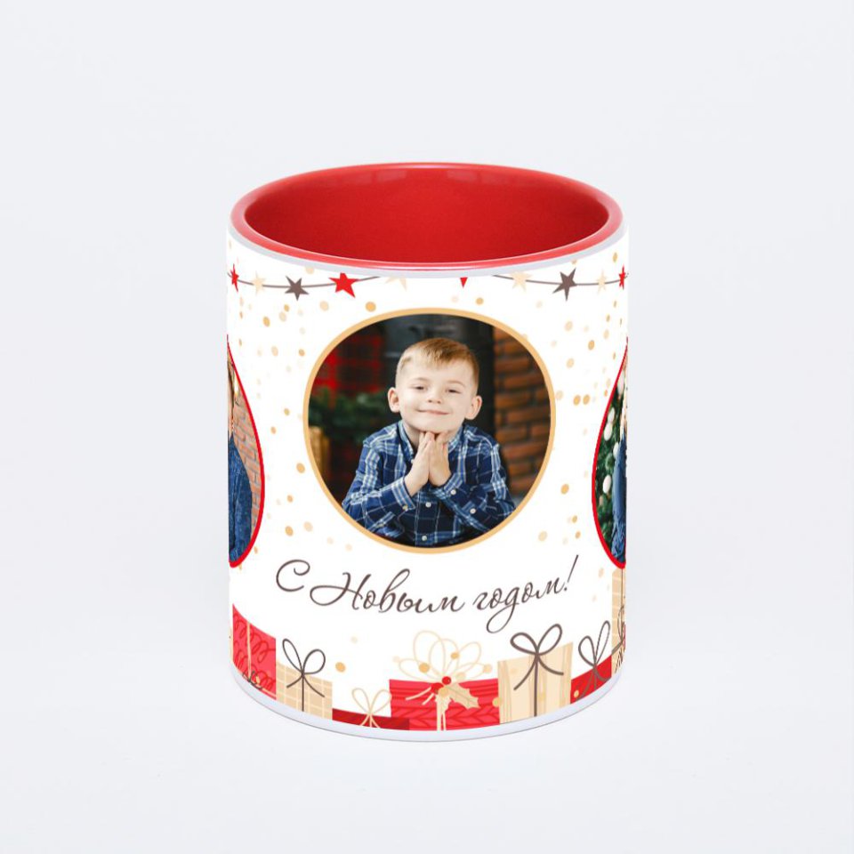 Красная кружка с фотопечатью