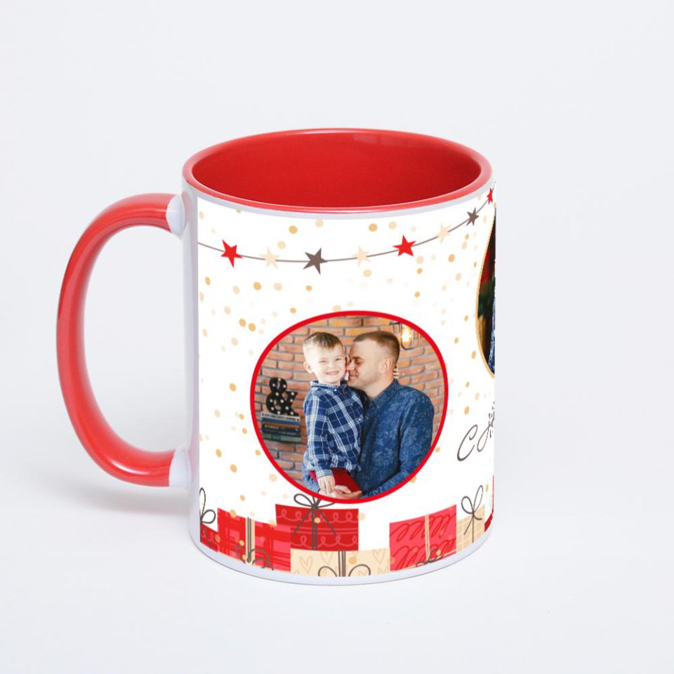 Красная кружка с фотопечатью