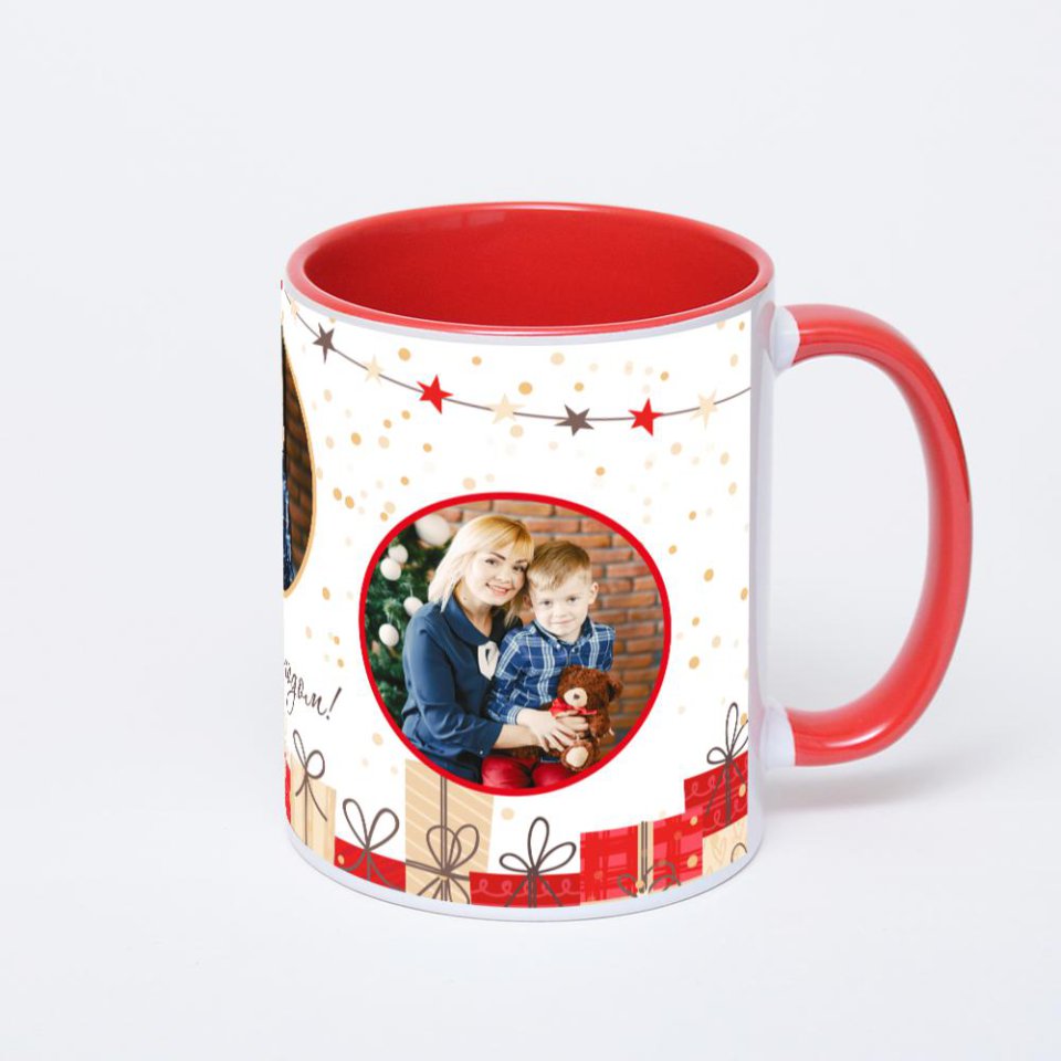 Красная кружка с фотопечатью