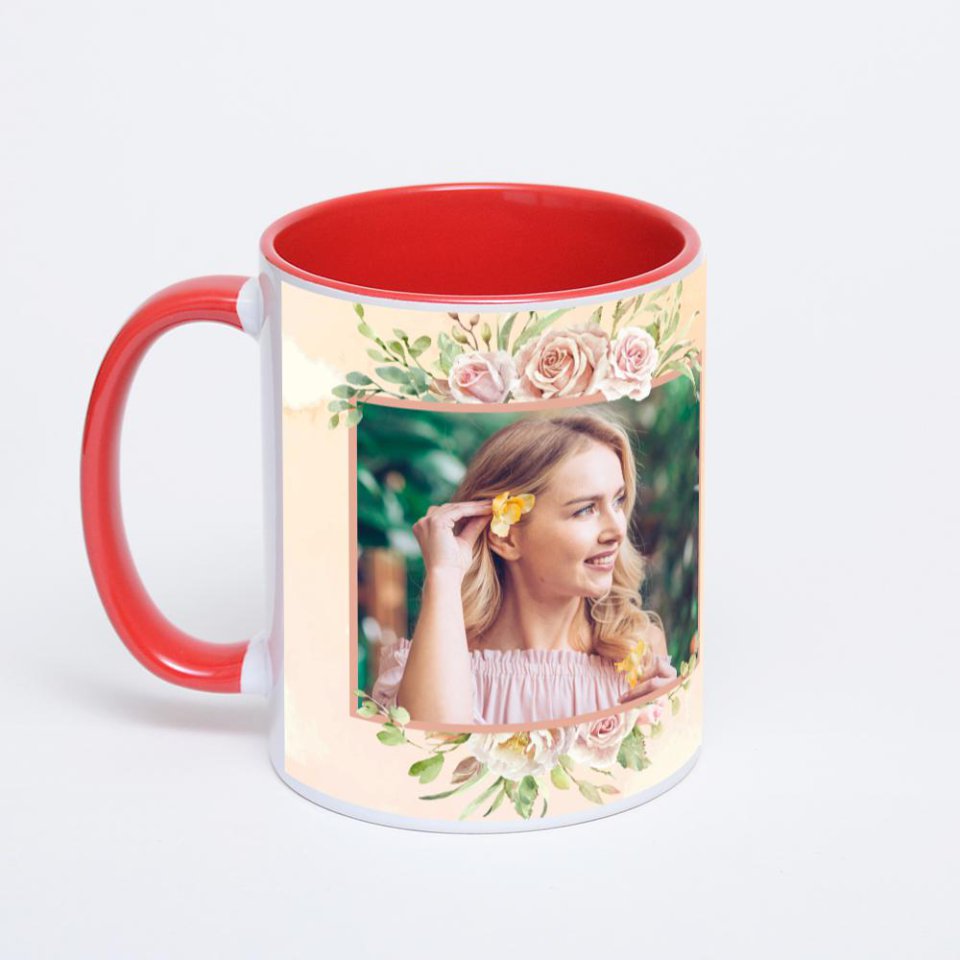 Красная кружка с фотопечатью