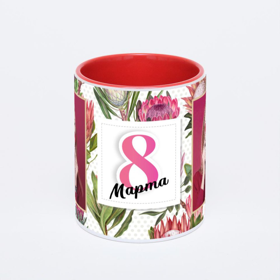 Красная кружка с фотопечатью