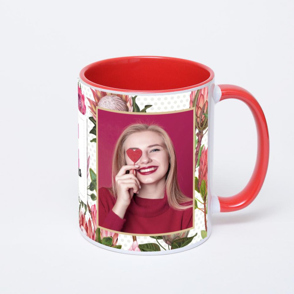 Красная кружка с фотопечатью