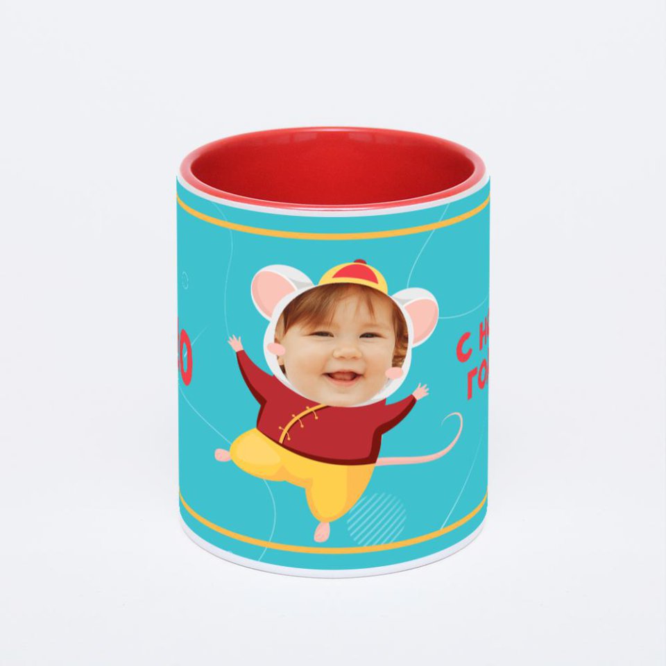 Красная кружка с фотопечатью