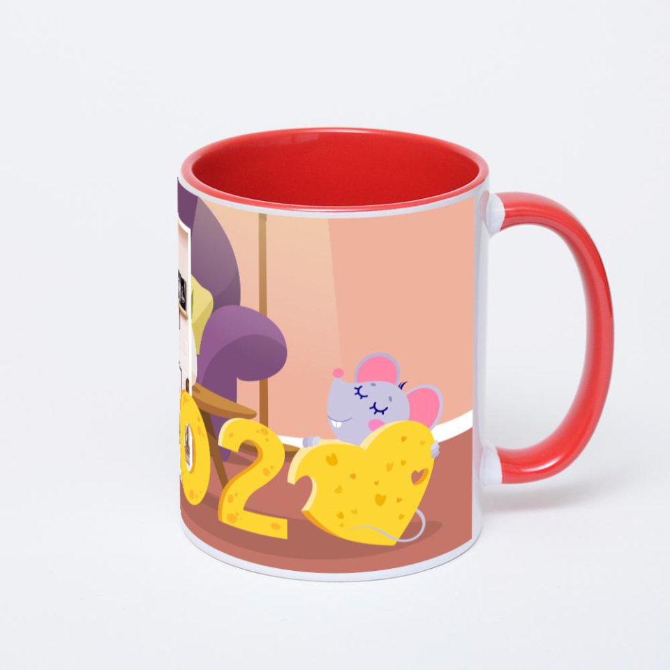 Красная кружка с фотопечатью