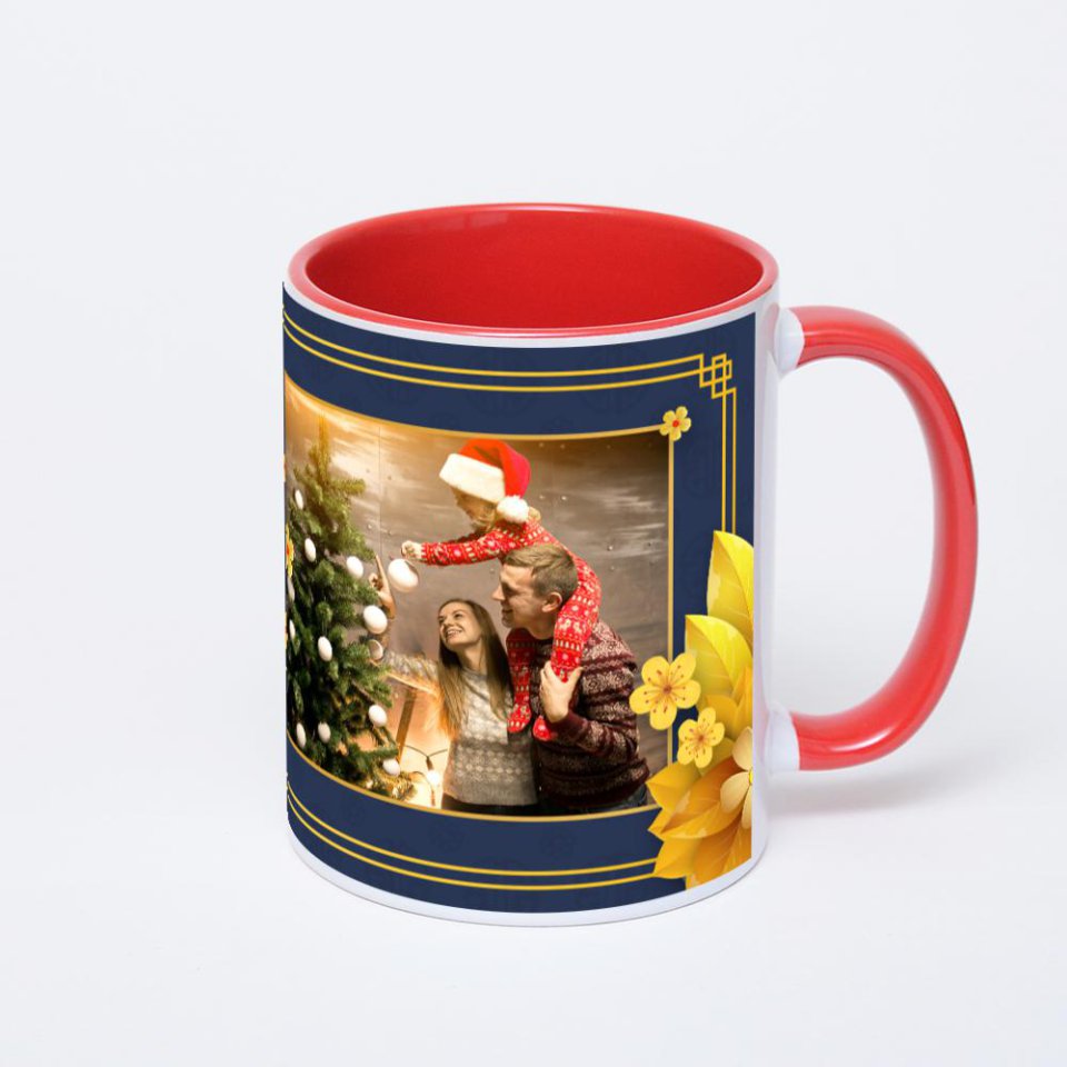 Красная кружка с фотопечатью