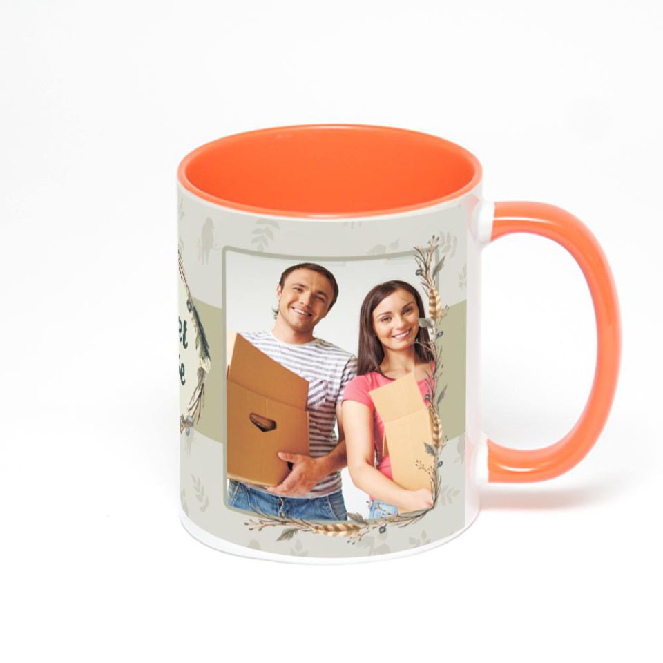 Оранжевая кружка с фотопечатью