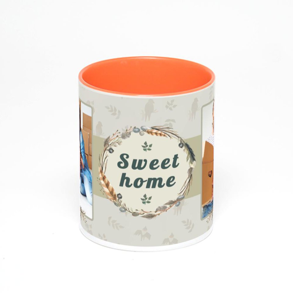 Оранжевая кружка с фотопечатью