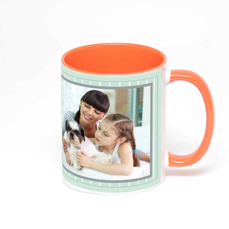 Оранжевая кружка с фотопечатью