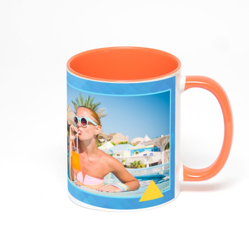 Оранжевая кружка с фотопечатью