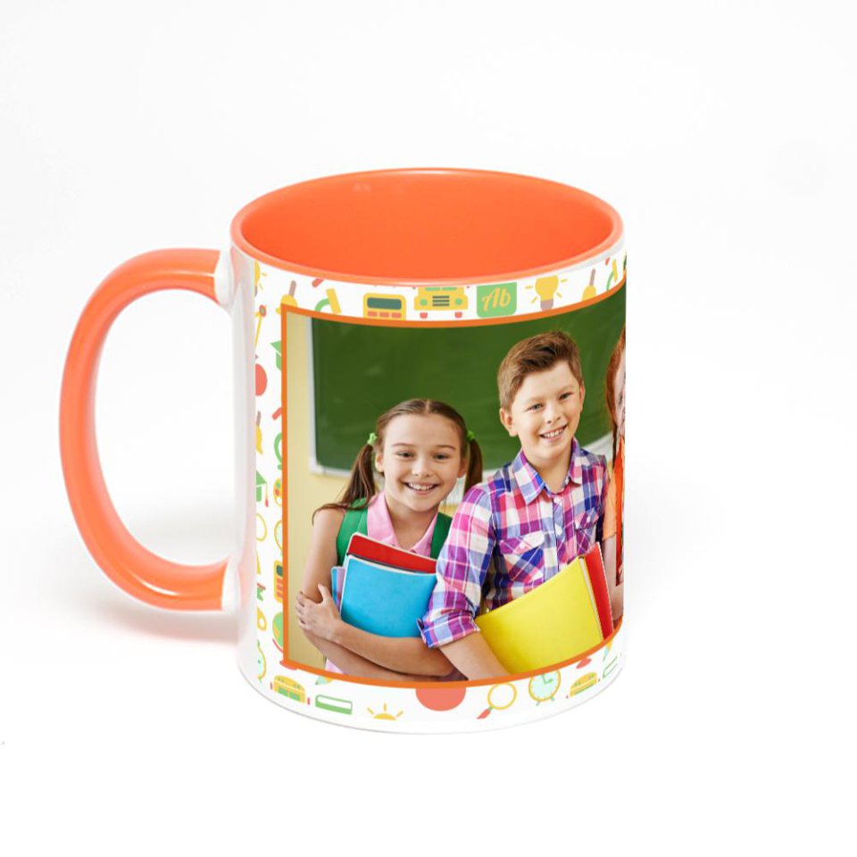 Оранжевая кружка с фотопечатью