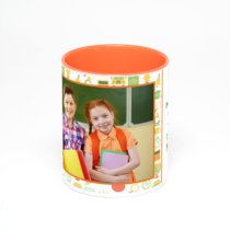 Оранжевая кружка с фотопечатью