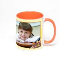 Оранжевая кружка с фотопечатью