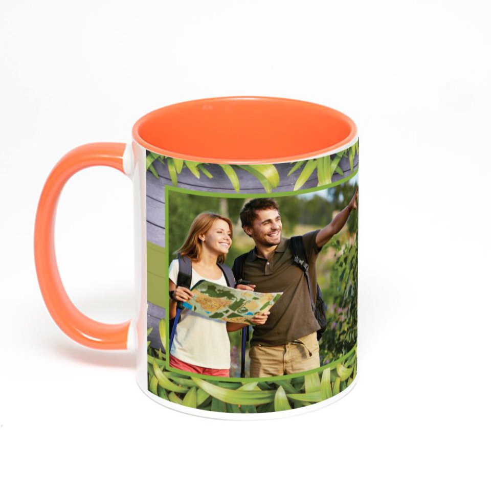 Оранжевая кружка с фотопечатью