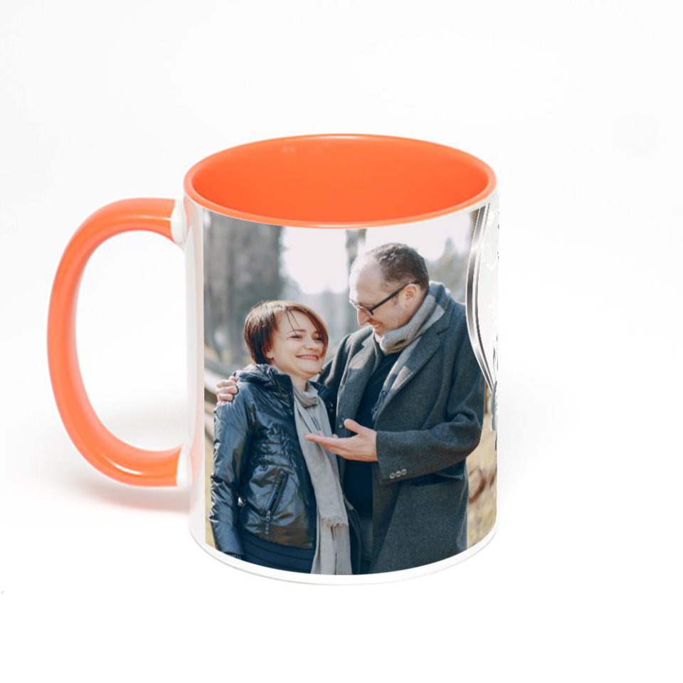 Оранжевая кружка с фотопечатью