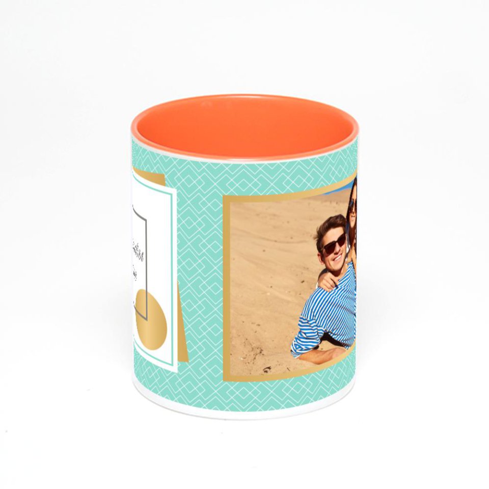 Оранжевая кружка с фотопечатью