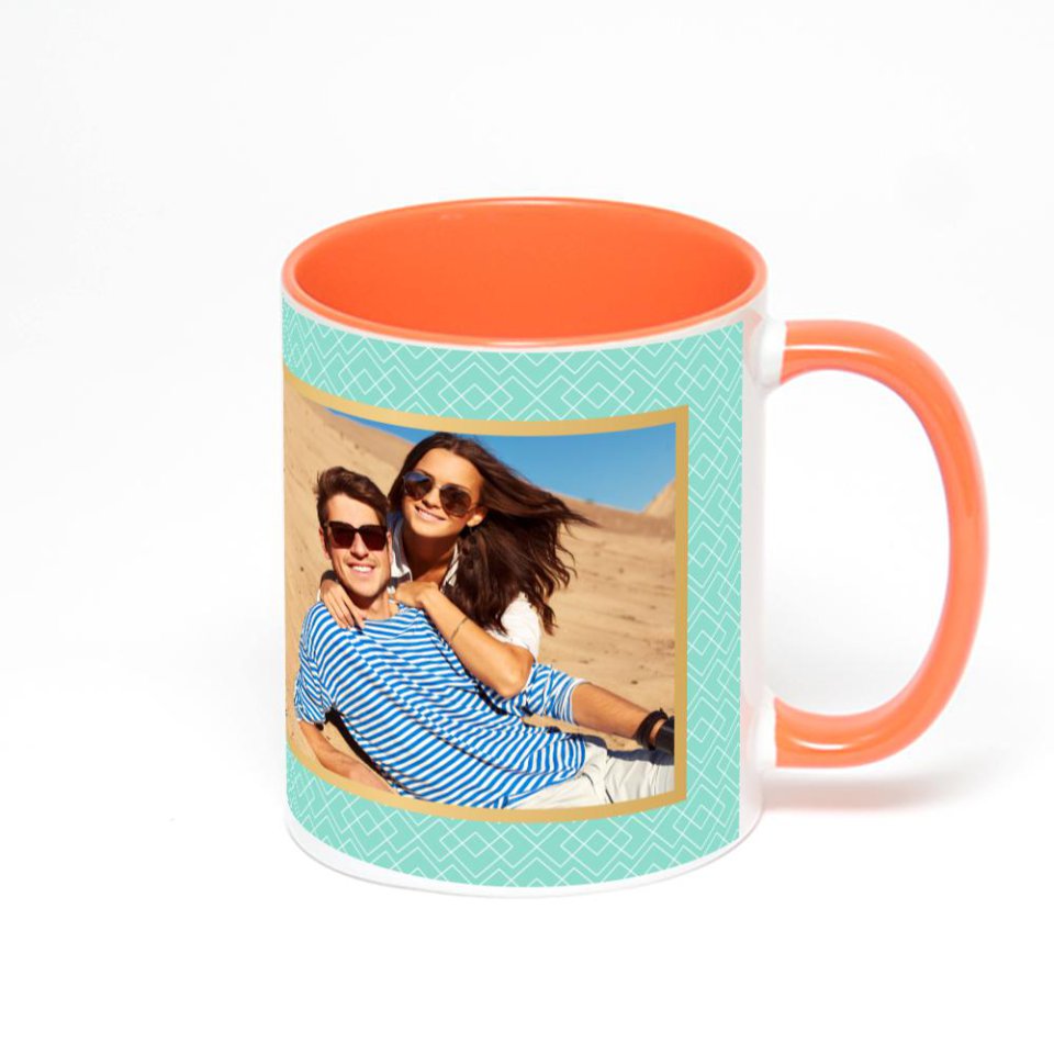 Оранжевая кружка с фотопечатью