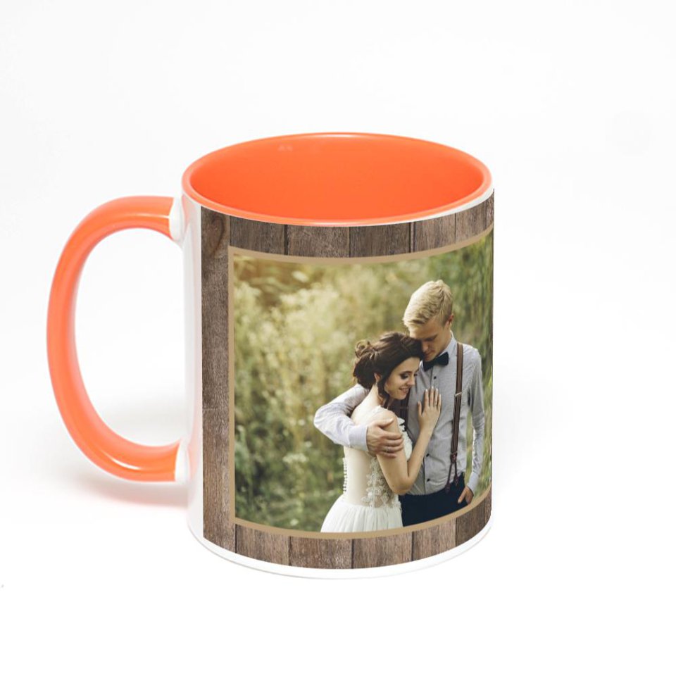 Оранжевая кружка с фотопечатью