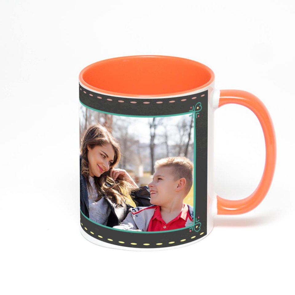 Оранжевая кружка с фотопечатью