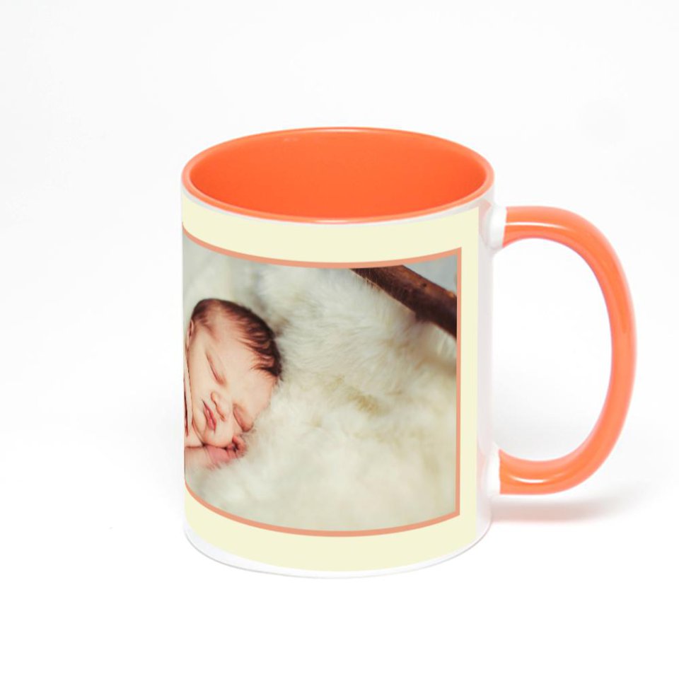 Оранжевая кружка с фотопечатью