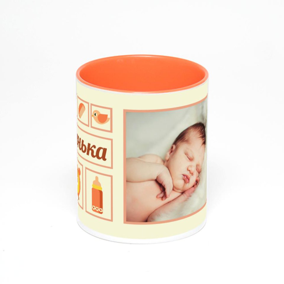 Оранжевая кружка с фотопечатью
