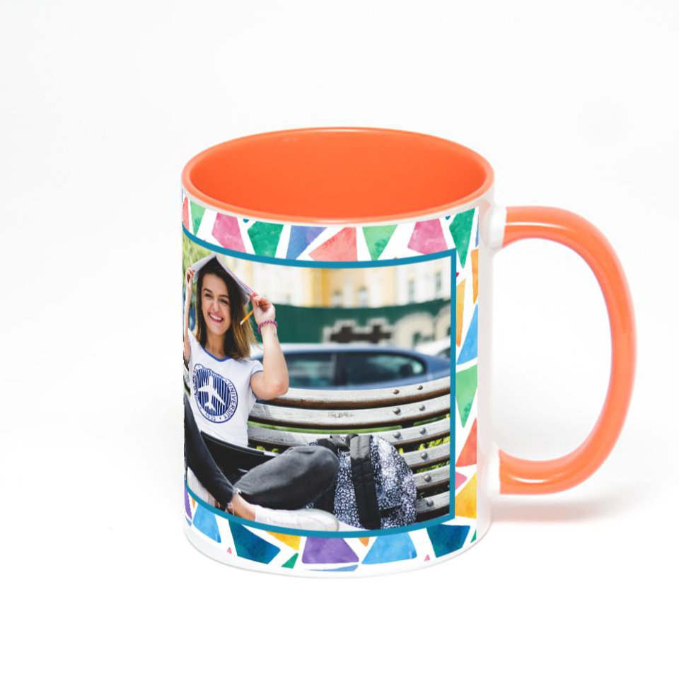 Оранжевая кружка с фотопечатью