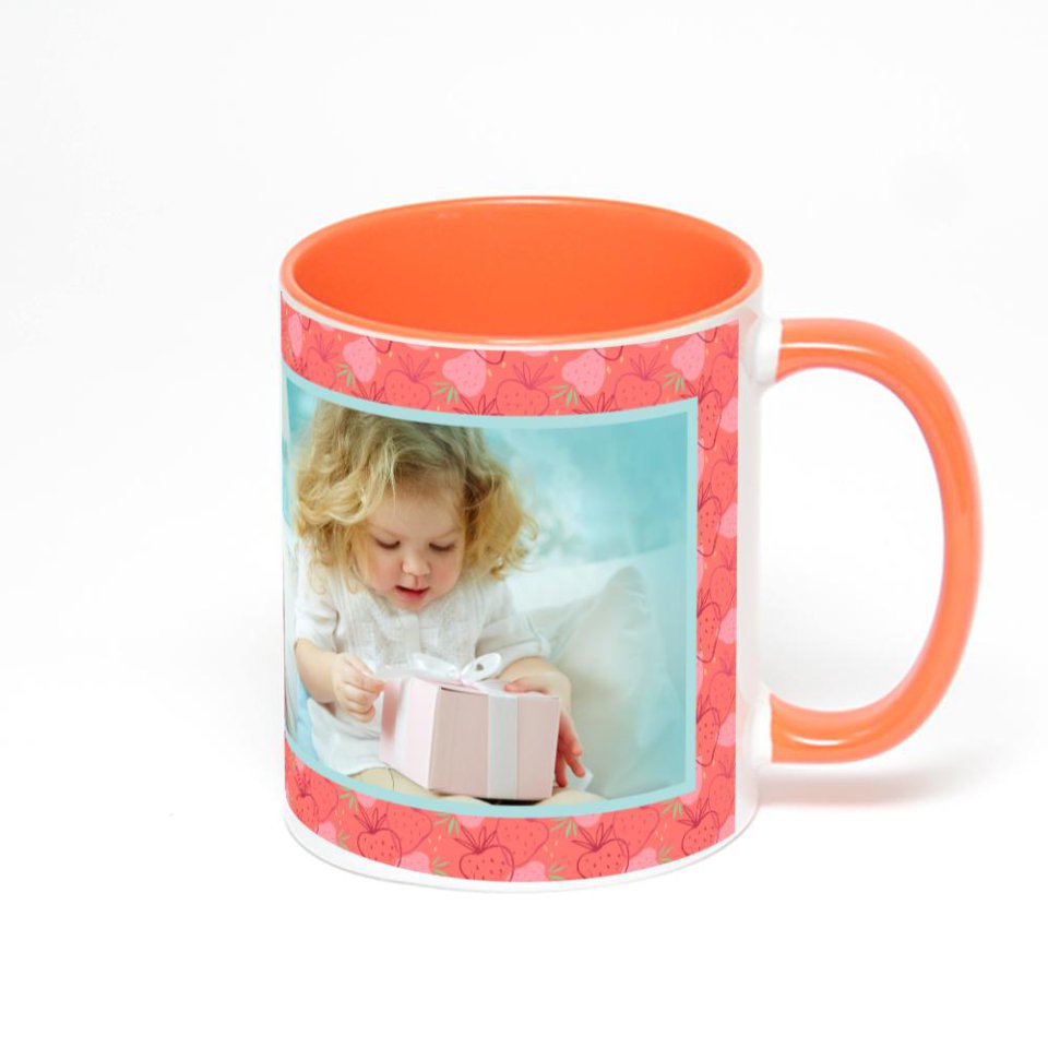 Оранжевая кружка с фотопечатью