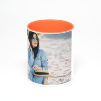 Оранжевая кружка с фотопечатью