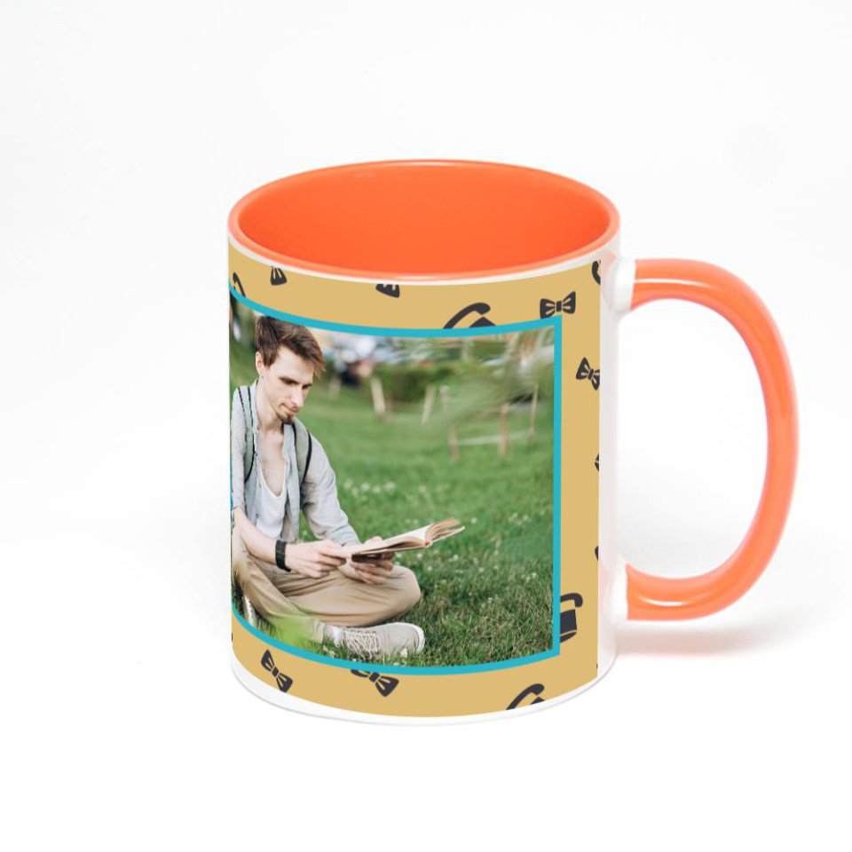Оранжевая кружка с фотопечатью
