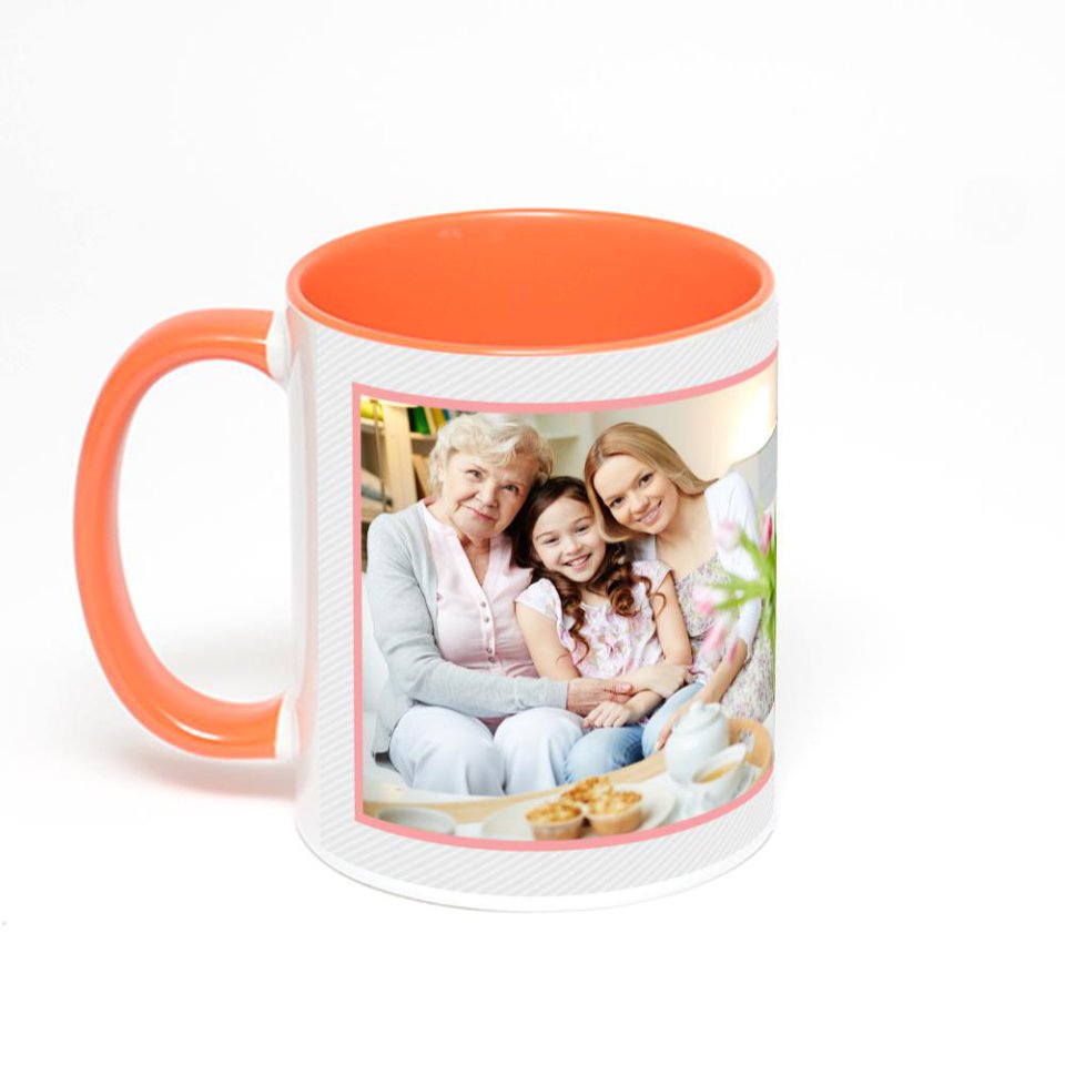 Оранжевая кружка с фотопечатью