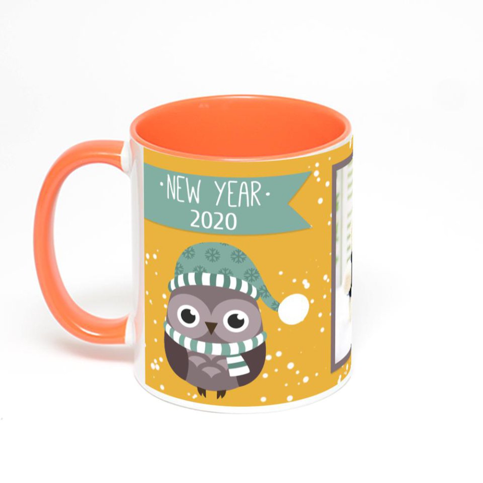 Оранжевая кружка с фотопечатью