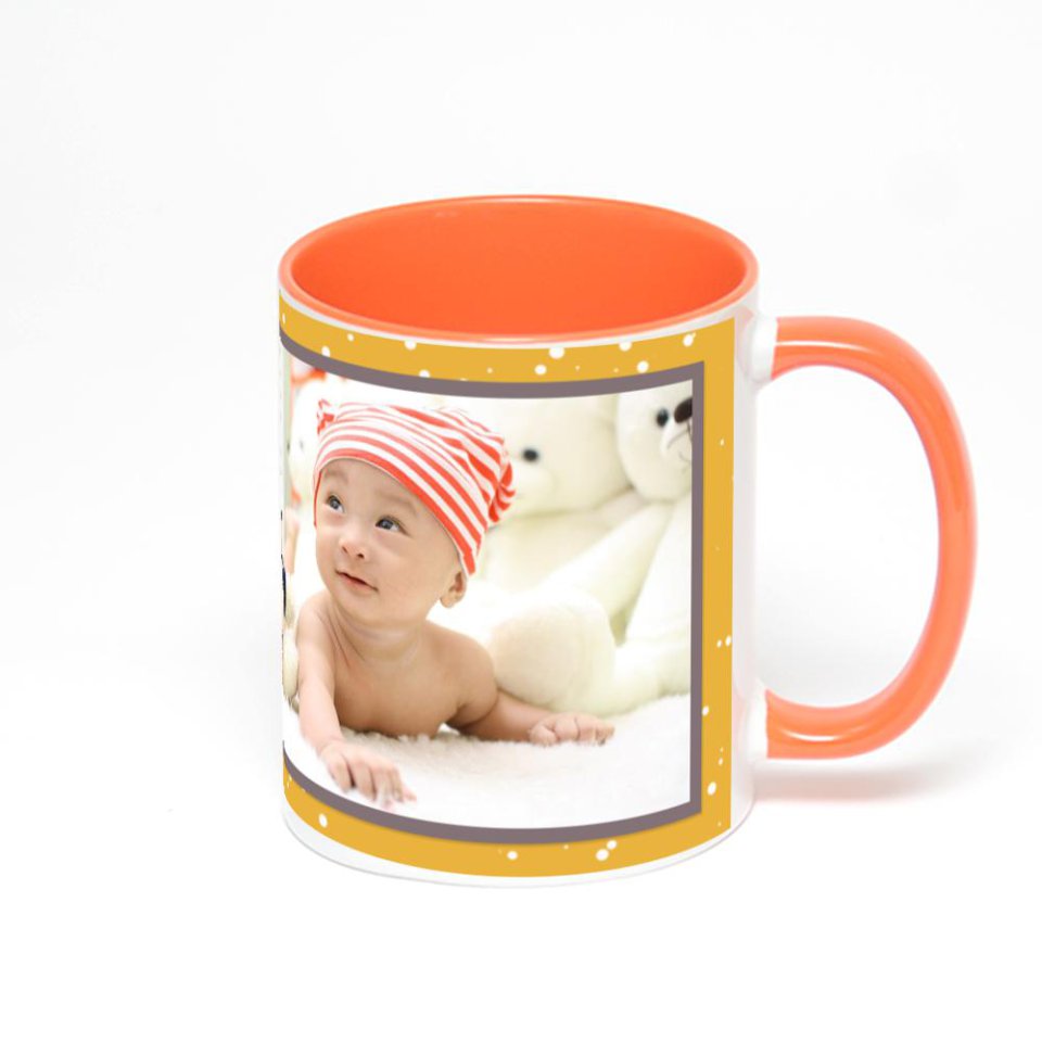 Оранжевая кружка с фотопечатью