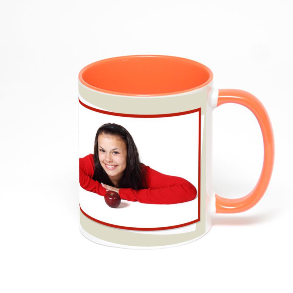 Оранжевая кружка с фотопечатью