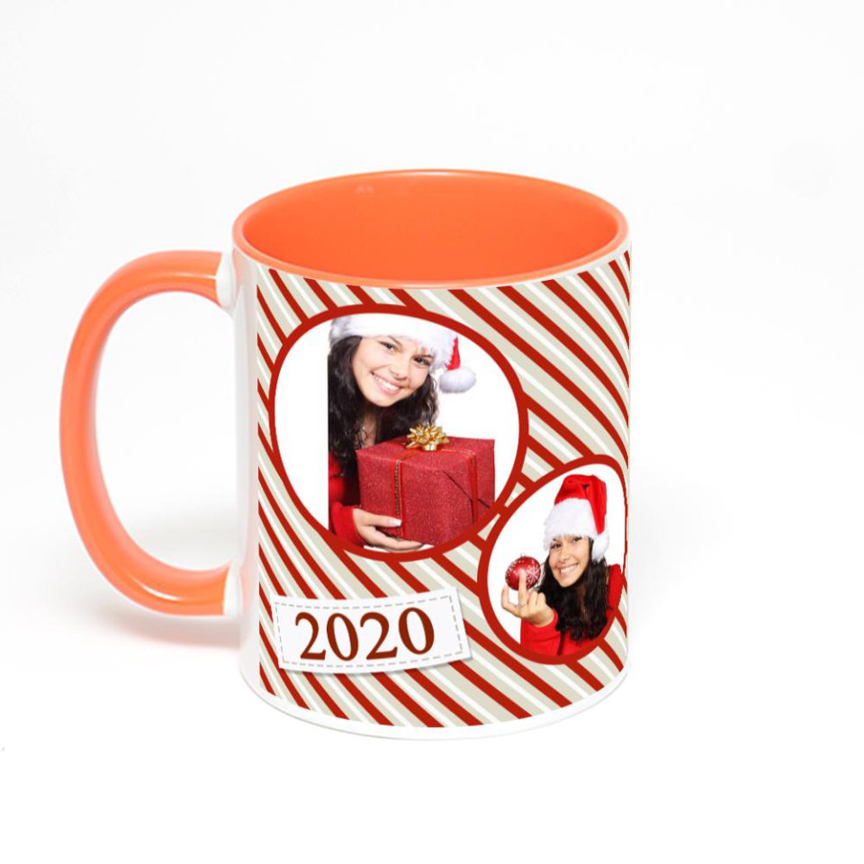 Оранжевая кружка с фотопечатью