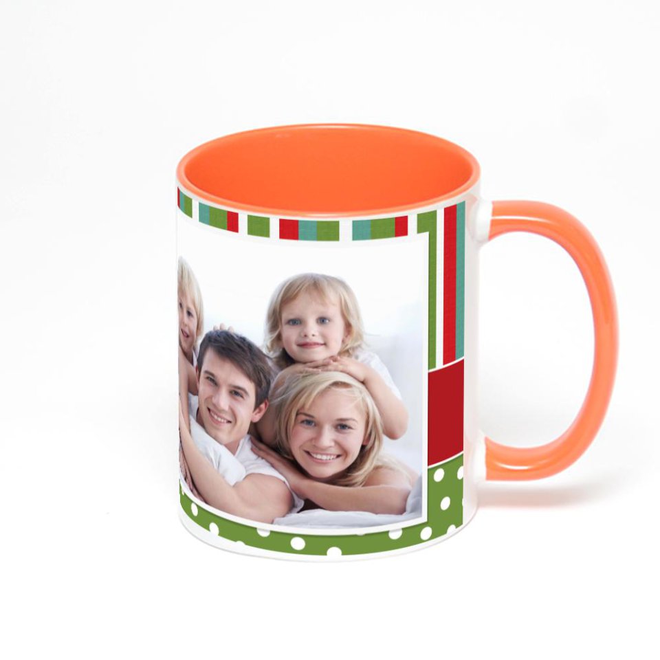Оранжевая кружка с фотопечатью